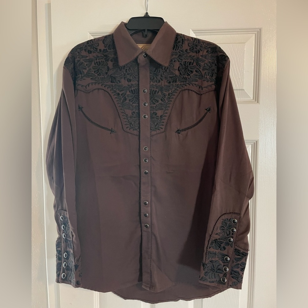 Scully Men's Chocolate Legends Gunfighter Long Sleeve Western Shirt